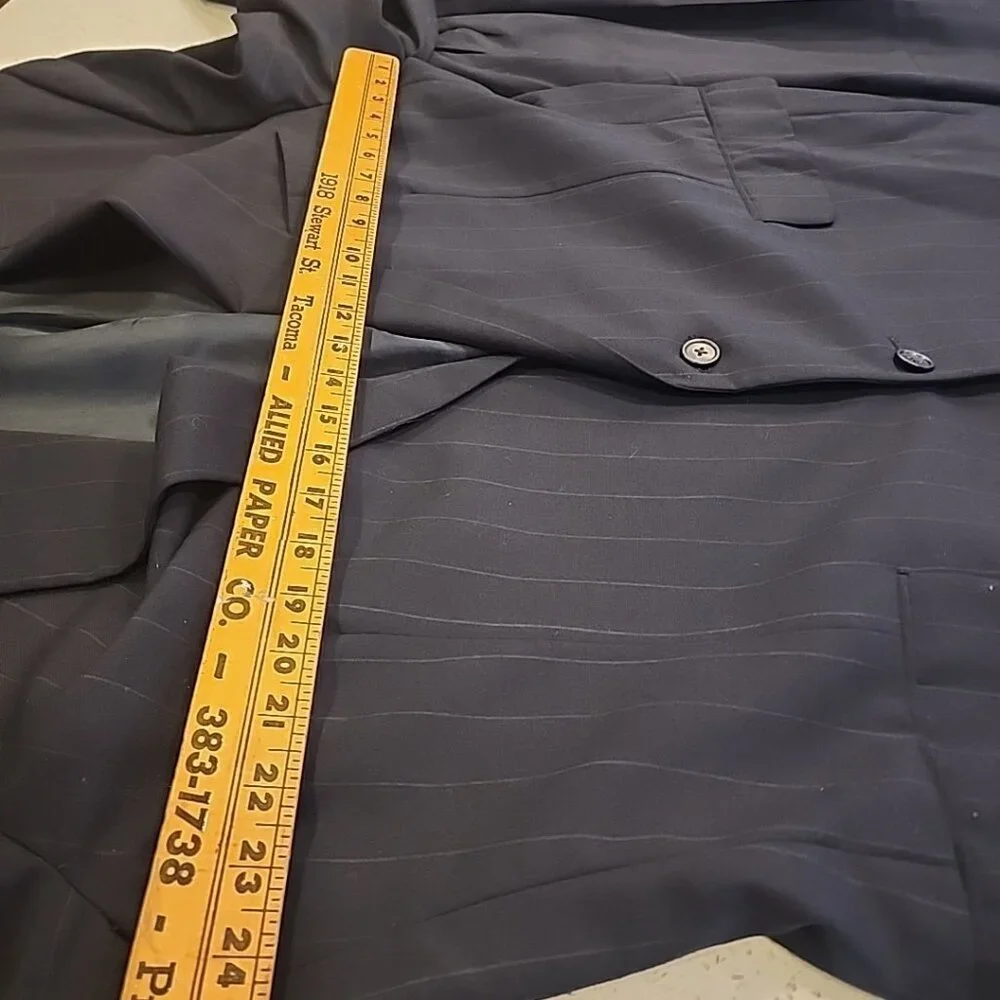 Thos P Dent Clothier Mens 2 Piece Suit Jacket 50 Blazer Pants 36x30 Black Stripe